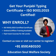 Get your ISO 9001:2015 certified Punjabi typing certificate – professional typing course for students and job seekers